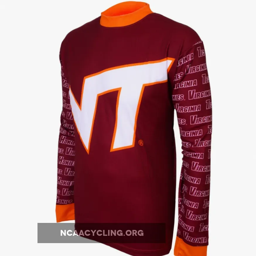 NCAA VT VPI Virginia Polytechnic Institute and State University Virginia Tech Hokies Mountain Long Sleeve Bike MTB Cycling Jerseys