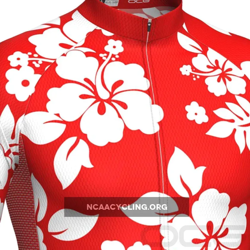 Hawaiian Long Sleeve Shirt - Men's Hawaiian Shirt Aloha Floral Long Sleeve Cycling Jersey