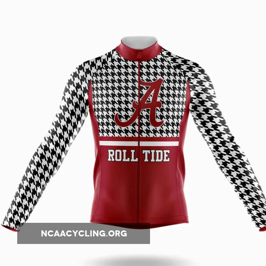 Crimson Tide Houndstooth Pattern Long Sleeve Cycling Jersey