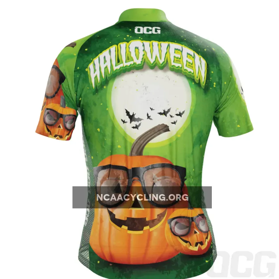 Men's Halloween Pumpkin Glasses Short Sleeve Cycling Jersey