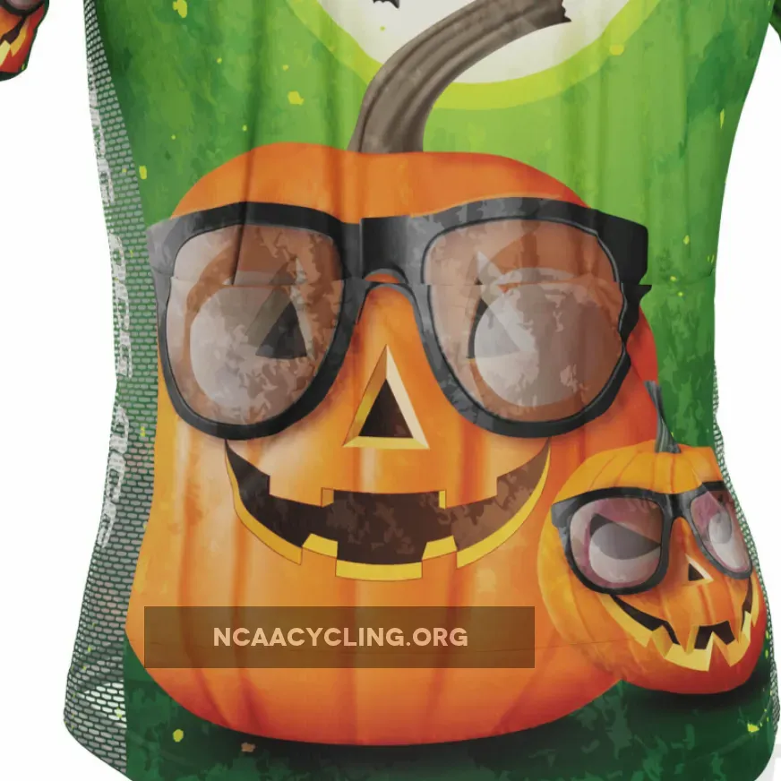 Men's Halloween Pumpkin Glasses Short Sleeve Cycling Jersey