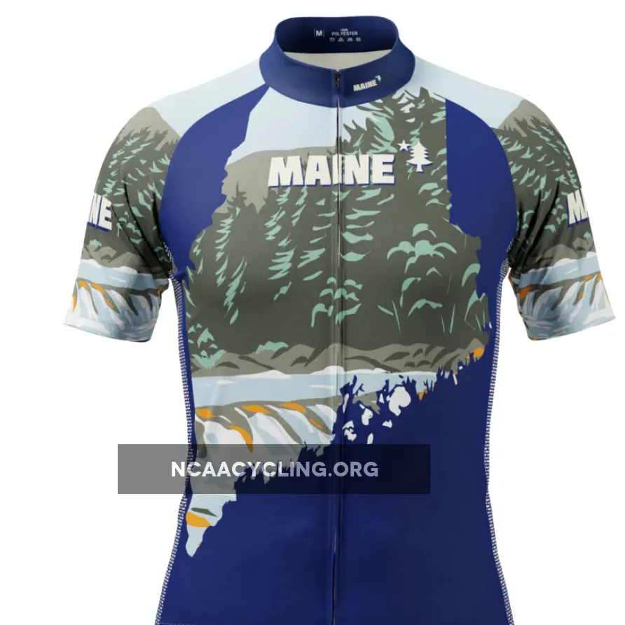 Men's Maine State Flag Short Sleeve Cycling Jersey