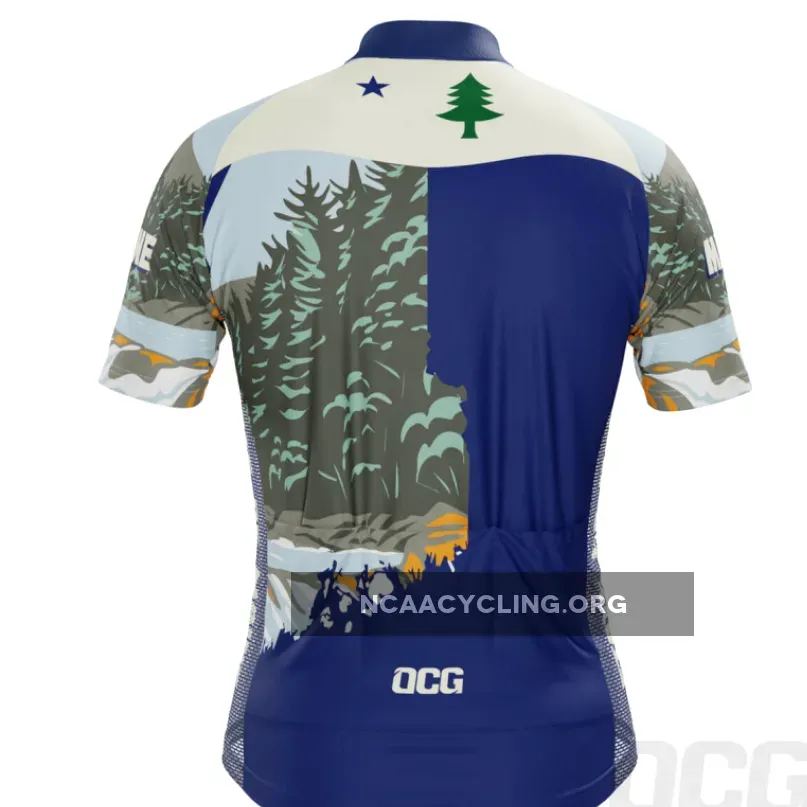 Men's Maine State Flag Short Sleeve Cycling Jersey