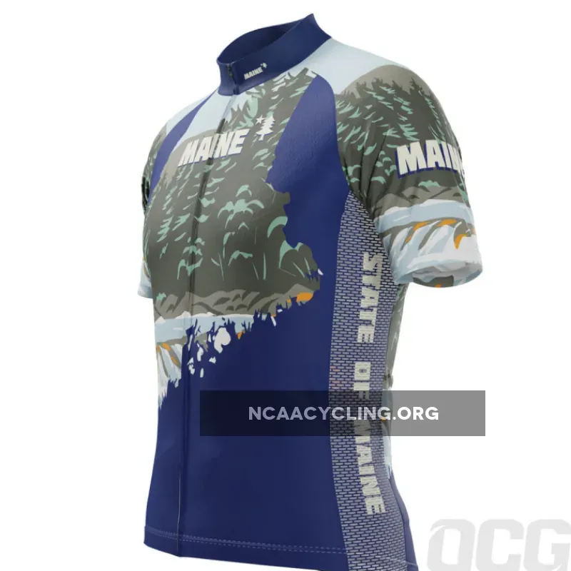 Men's Maine State Flag Short Sleeve Cycling Jersey