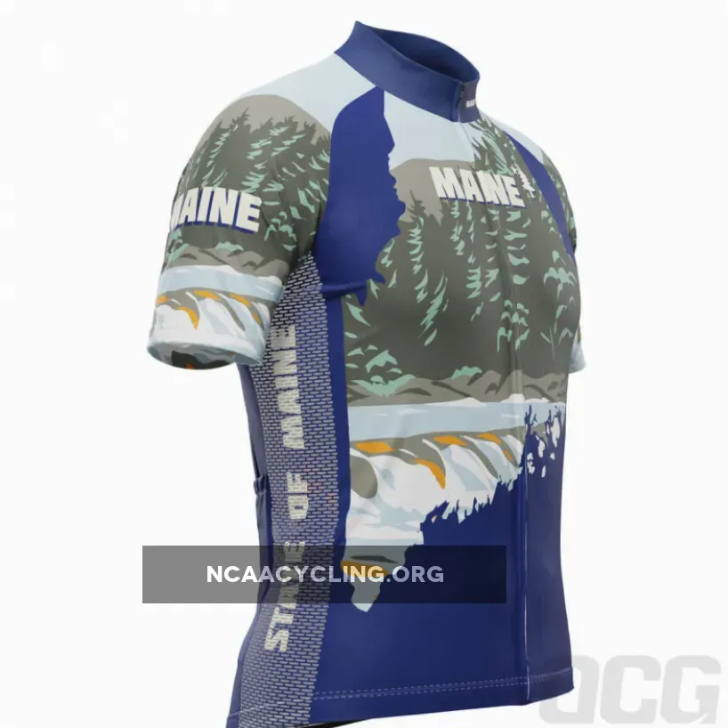 Men's Maine State Flag Short Sleeve Cycling Jersey