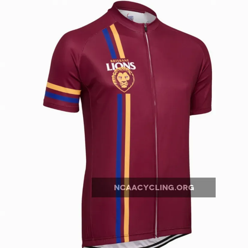AFL Brisbane Lions Cycling Jersey with Team Logo/Burgundy/Gold/Blue.