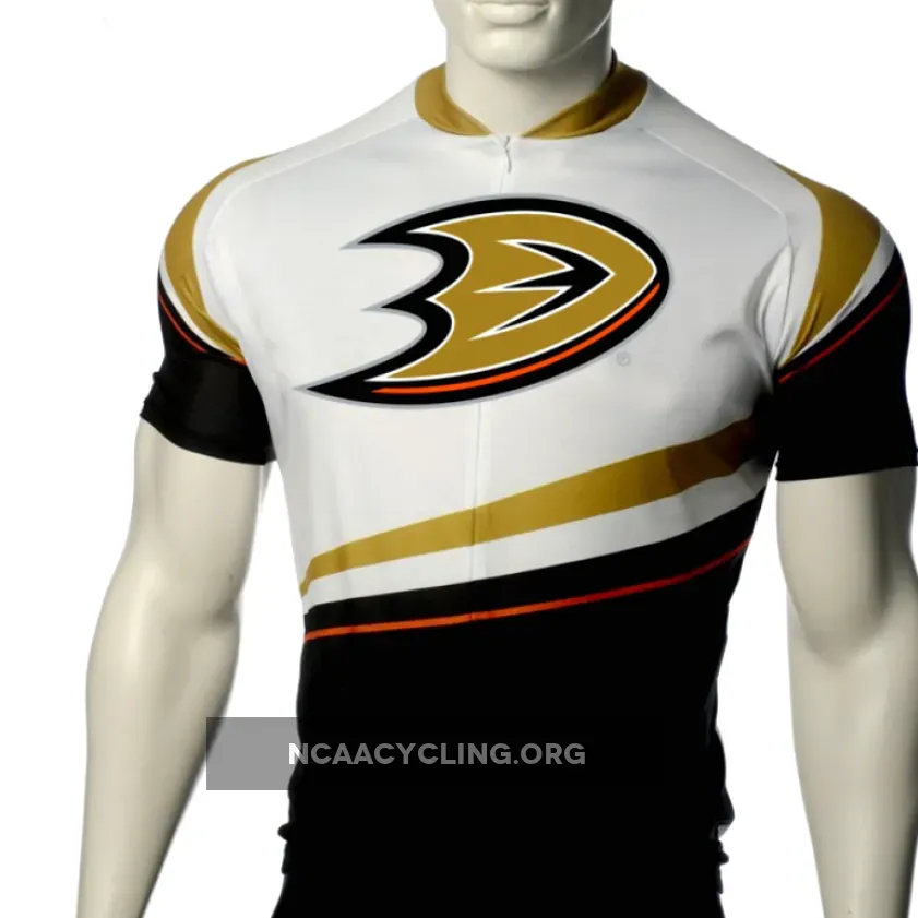 Anaheim Ducks Cycling Jersey Official NHL Team Design White/Gold/Black