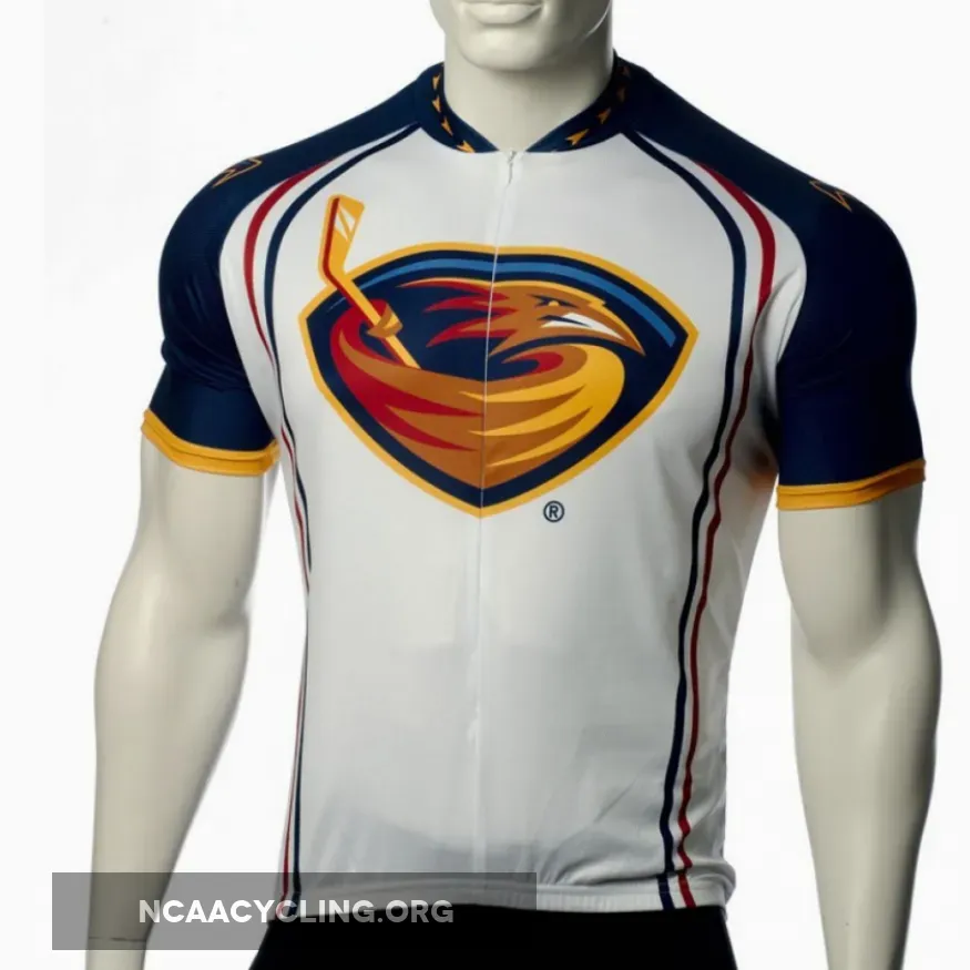 Atlanta Thrashers Cycling Jersey NHL White Blue Gold Official Team Uniform