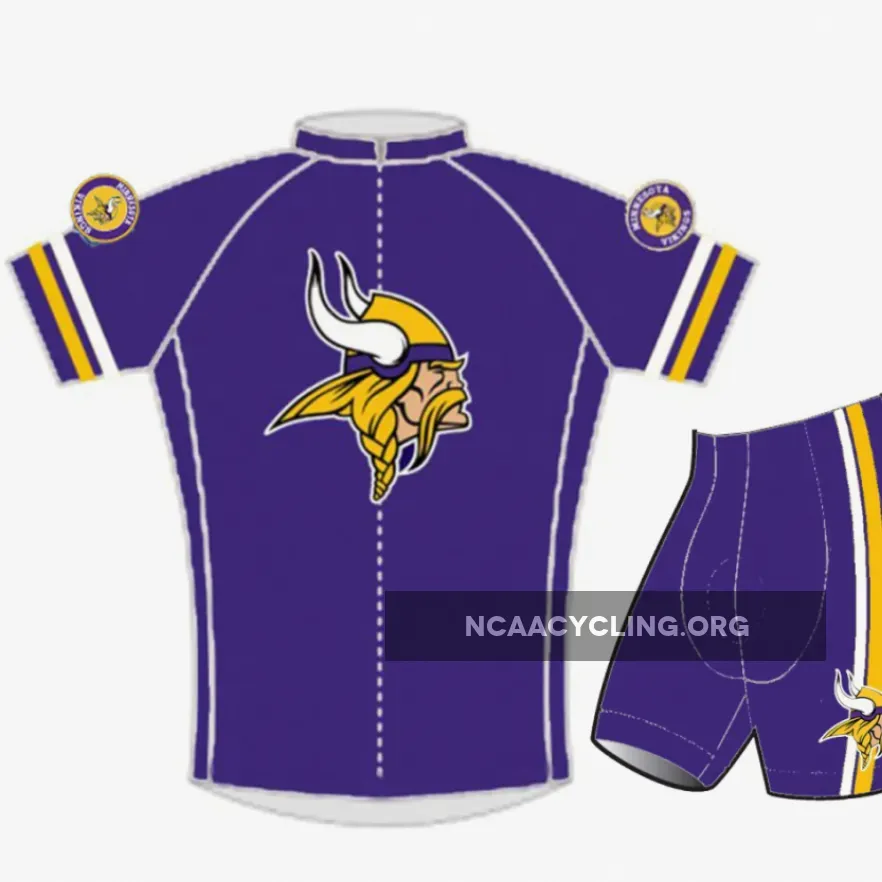 Authentic Minnesota Vikings Cycling Jersey Purple Gold White Fan Gear Hockey Jersey & Bike Short Set