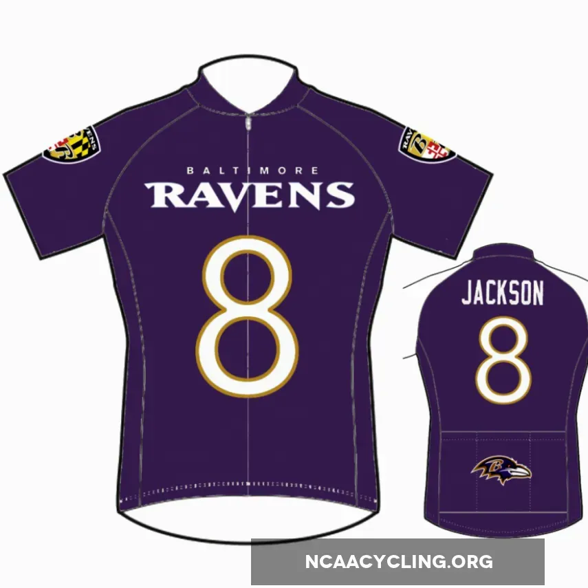 Baltimore Ravens Cycling Jersey Purple/Gold/Nike Adult Cycling Wear