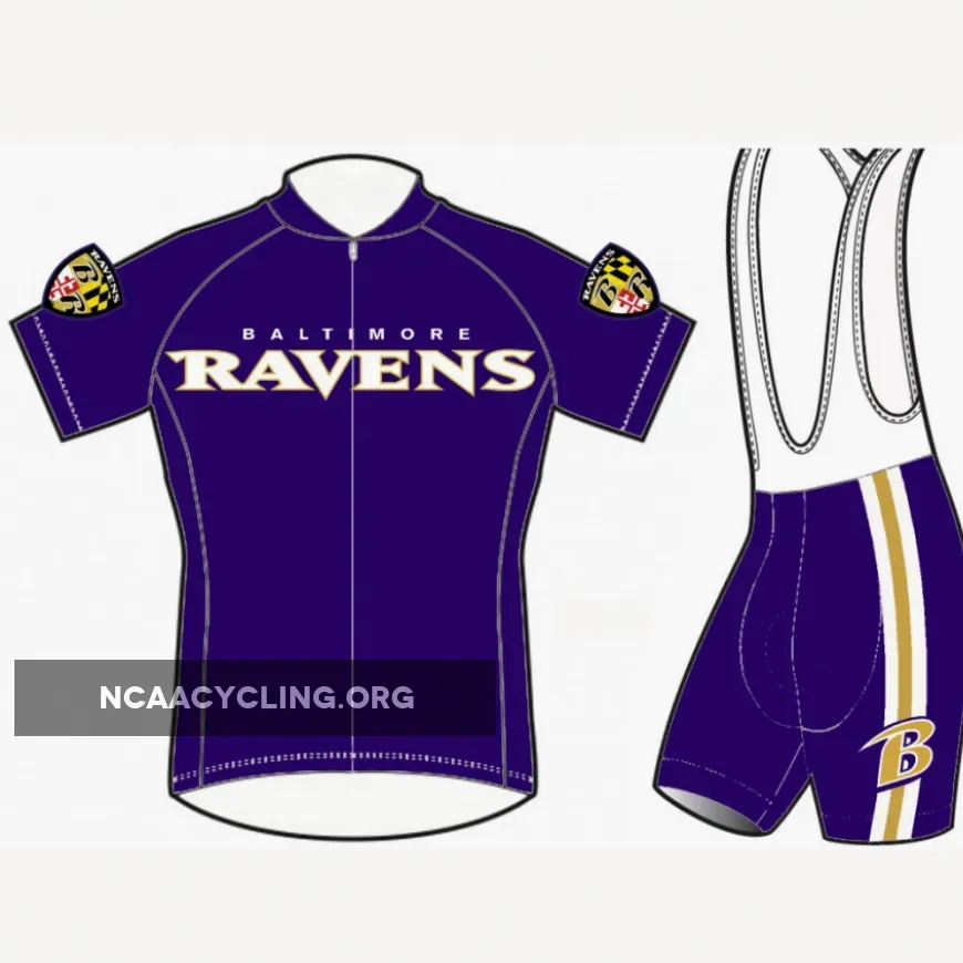 Baltimore Ravens Cycling Jerseys Bib Shorts Set Purple Gold Cycling Gear