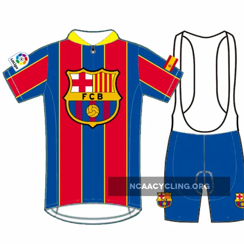 .Barcelona Cycling Jersey Short Sleeves Set FC Barcelona Cycling Kits Red Yellow Blue.