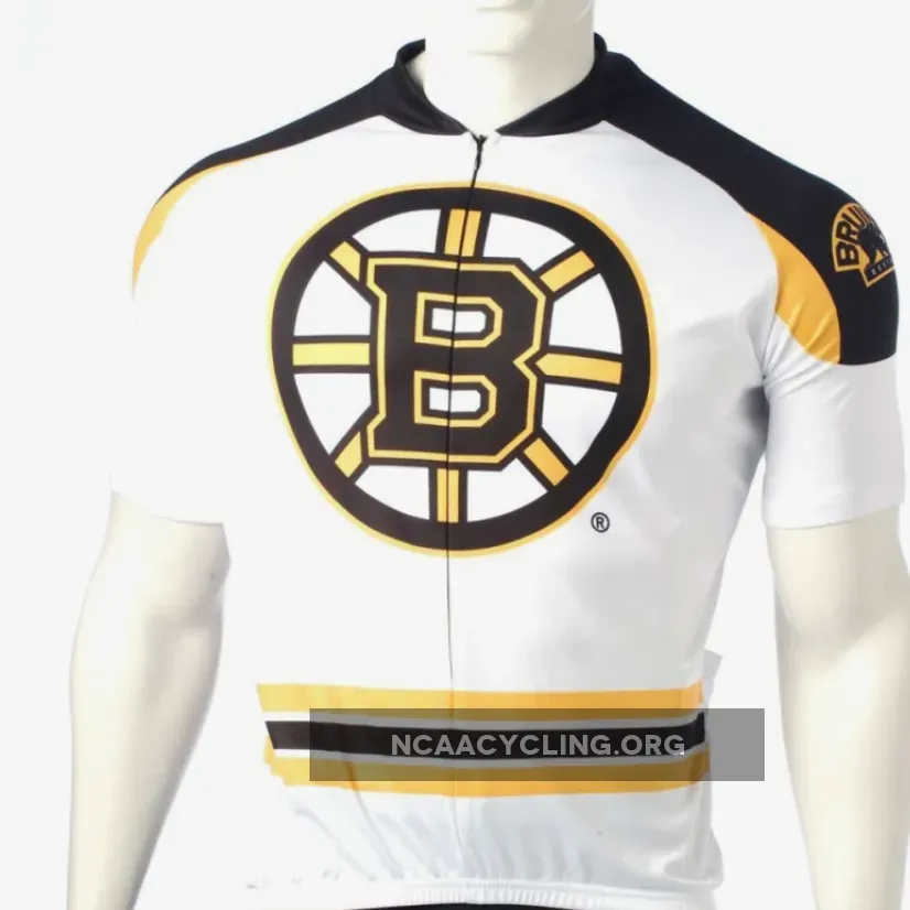 Boston Bruins Cycling Jersey Official NHL Edition White Yellow Black Cumulus Fabric