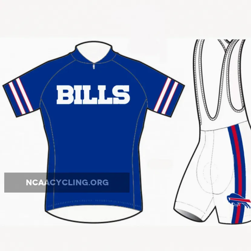 Buffalo Bills Cycling Jersey Bib Shorts Set Blue/White/Red Seasoned Edition