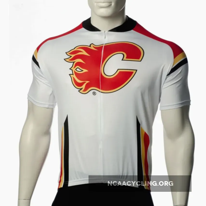 Calgary Flames Official Cycling Jersey for Men and Women White/Red/Gold