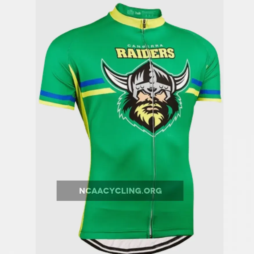Canberra Raiders Cycling Jersey Official AFL Team Cycling Jersey Cycling Gear Green Yellow Blue