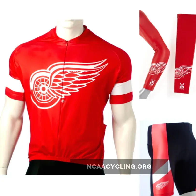 Detroit Red Wings Cycling Jersey and Bib Shorts Set for Men