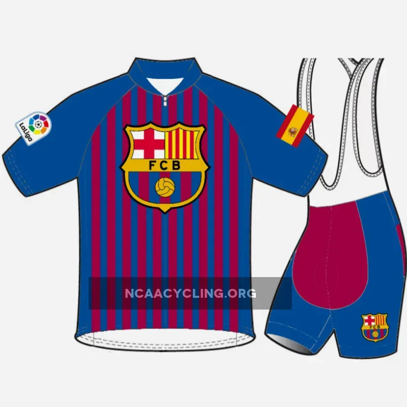 FC Barcelona Official Men's Cycling Jersey and Bib Shorts Set