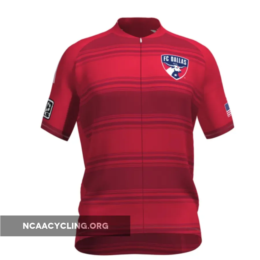 .FC Dallas Cycling Jersey Authentic Red/Black Striped Official MLS Team Apparel