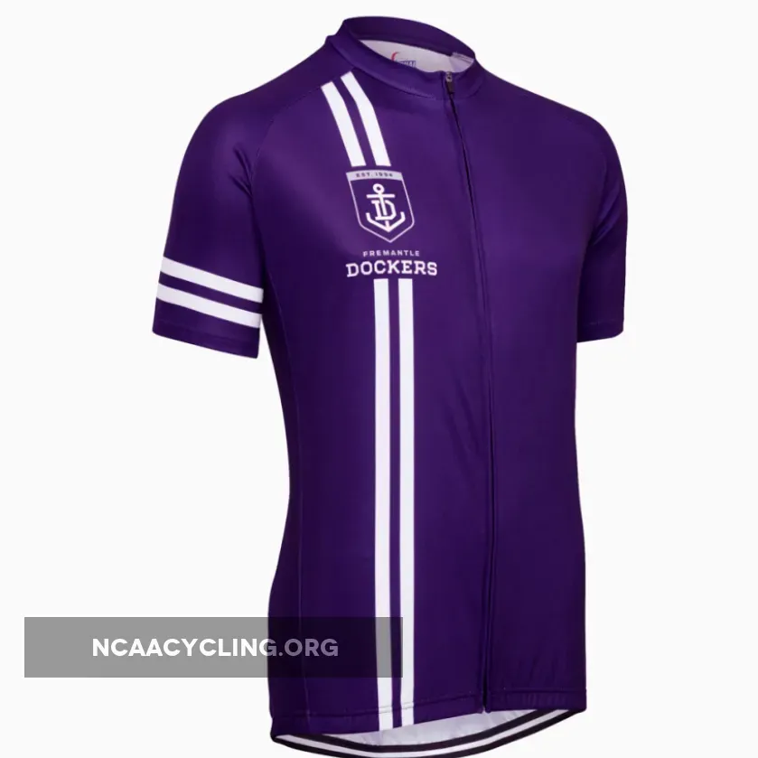 Fremantle Dockers Men's Cycling Jersey for Mountain and Road Biking Lycra Purple White Pockets.