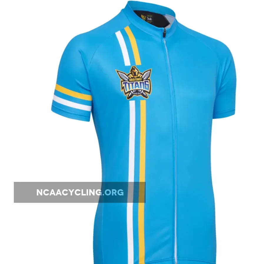 Gold Coast Titans Cycling Jersey Blue Yellow and White NRL Short Sleeve Bike Wear