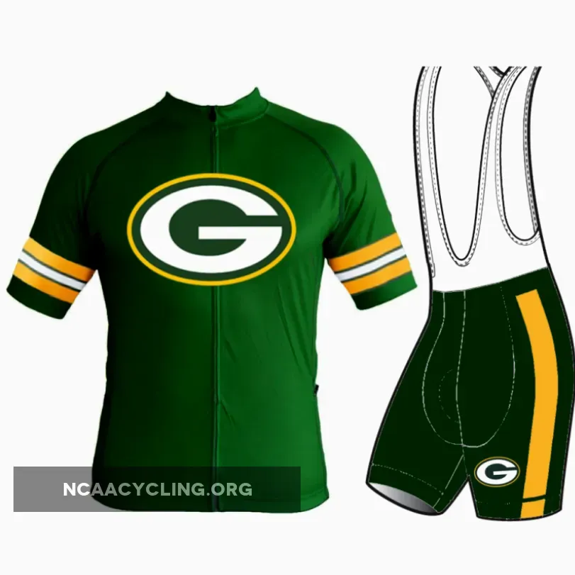 Green Bay Packers Cycling Jersey and Bib Shorts NFL Team Bibs Green/White/Yellow
