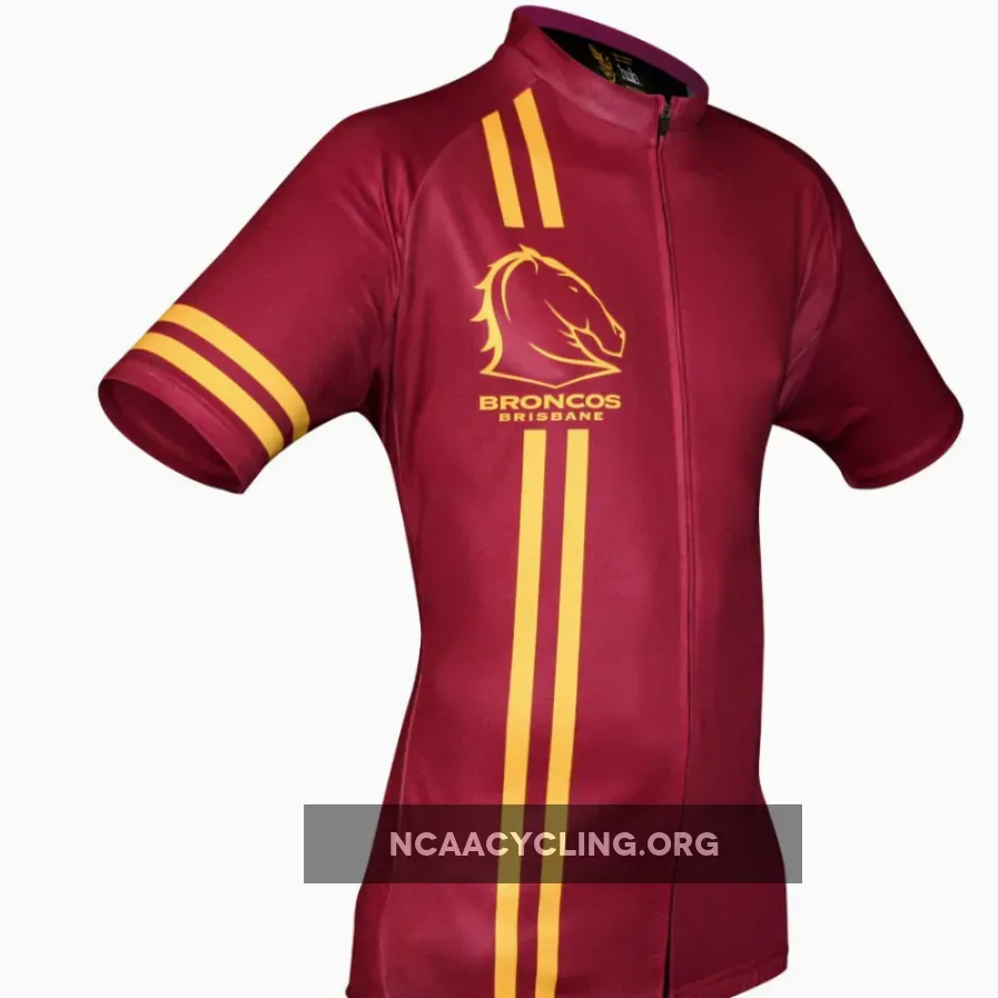 High-Quality Broncos Cycling Jersey Maroon Gold Short Sleeve