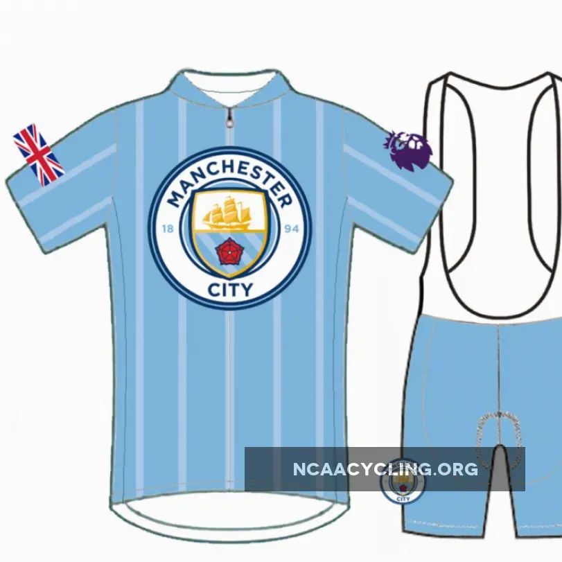 'Manchester City Cycling Jersey and Bib Shorts Set - Men's Light Blue'
