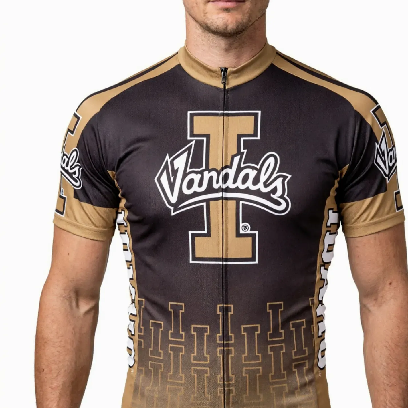 Men's Idaho Vandals Cycling Jersey Black Gold Zip