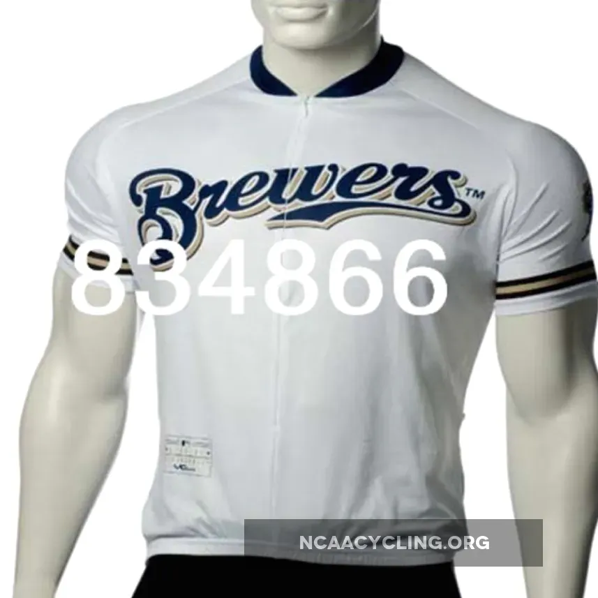 Milwaukee Brewers Cycling Jersey for Women - White Gold and Navy MLB Bike Apparel