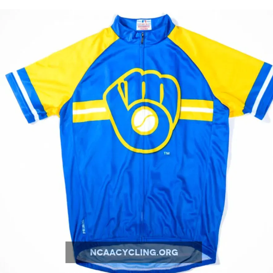 Milwaukee Brewers Official Vintage Style Cycling Jersey - Blue/Yellow/Gold