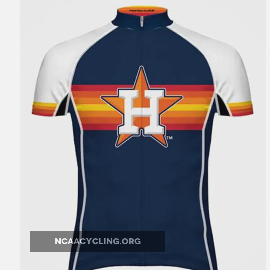 MLB Houston Astros Men's Short Sleeve Cycling Jersey Navy Blue White Yellow