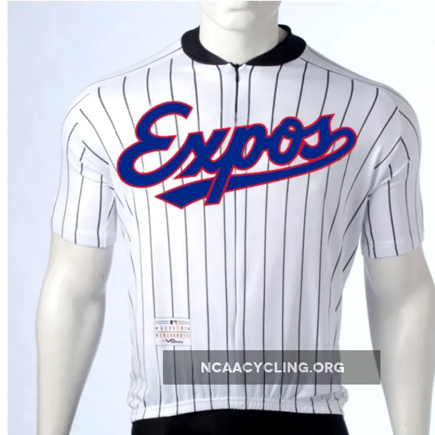MLB Montreal Expos Classic Short Sleeve Cycling Jersey White Black Red