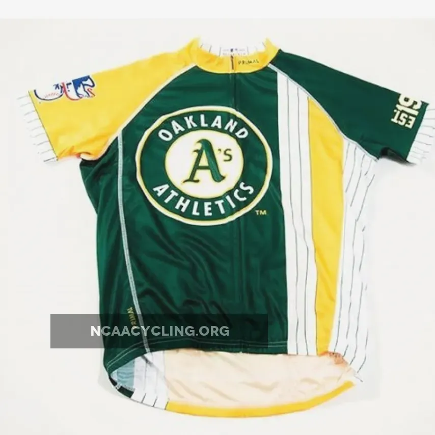 MLB Oakland Athletics Cycling Jersey Customized Sublimated Green/Yellow/White