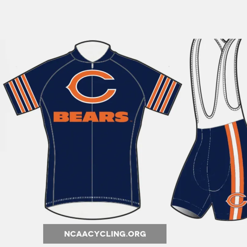 NFL Chicago Bears Cycling Jersey Bib Shorts Set Men's Authentic Navy Orange Whita