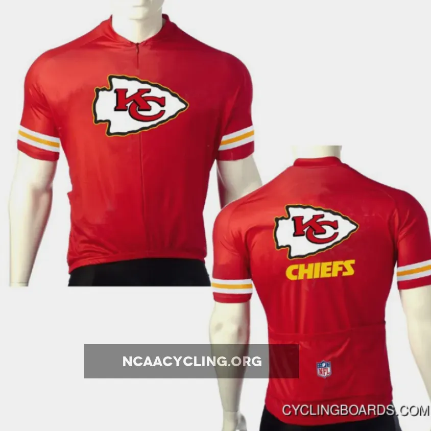 NFL Kansas City Chiefs Cycling Jersey for Men and Women Red/White/Yellow