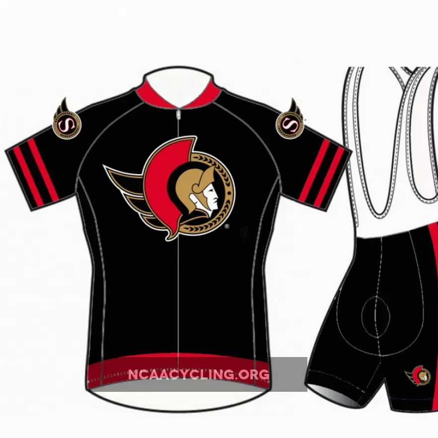 NHL Ottawa Senators Cycling Jersey Bib Shorts Short Sleeve Pro Team Colors Red Black Gold