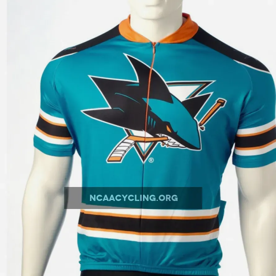 NHL San Jose Sharks Cycling Jersey Adult Size Teal/Orange/Black