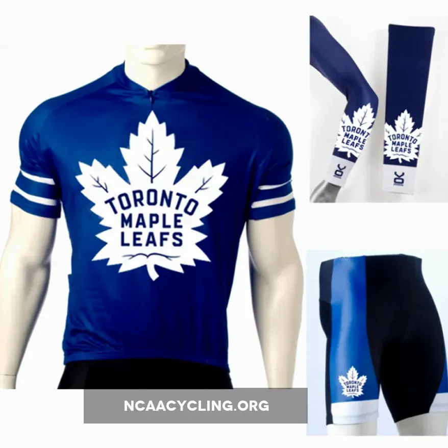 NHL Toronto Maple Leafs Cycling Jersey Bib Shorts Arm Warmers Blue Black Official Team Style Set
