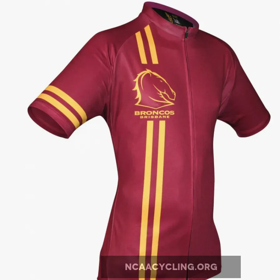 NRL Broncos Cycling Jersey Maroon/Yellow/Gold Official Cycling Apparel