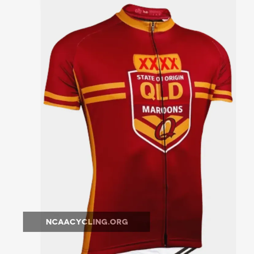 NRL Queensland Maroons Cycling Jerseys Red Yellow Gold Official State of Origin QLD.