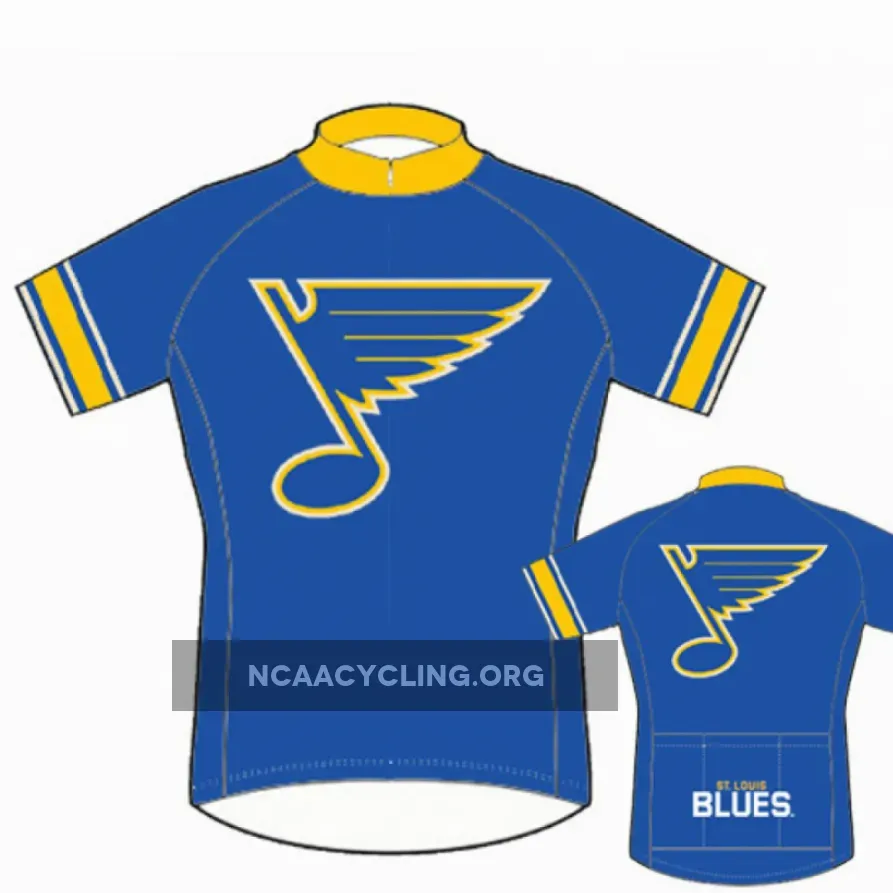Official 2019 NHL Mens St. Louis Blues Cycling Jersey Blue/White/Gold.