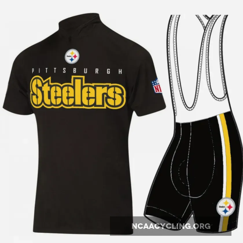 Official Authentic NFL Pittsburgh Steelers Cycling Jersey, Bike Shorts Set