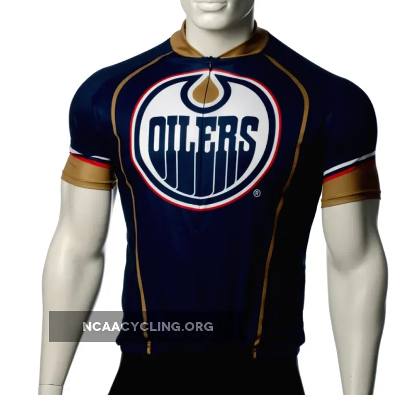 Official Edmonton Oilers Cycling Jersey Navy Gold Red NHL Team Edition