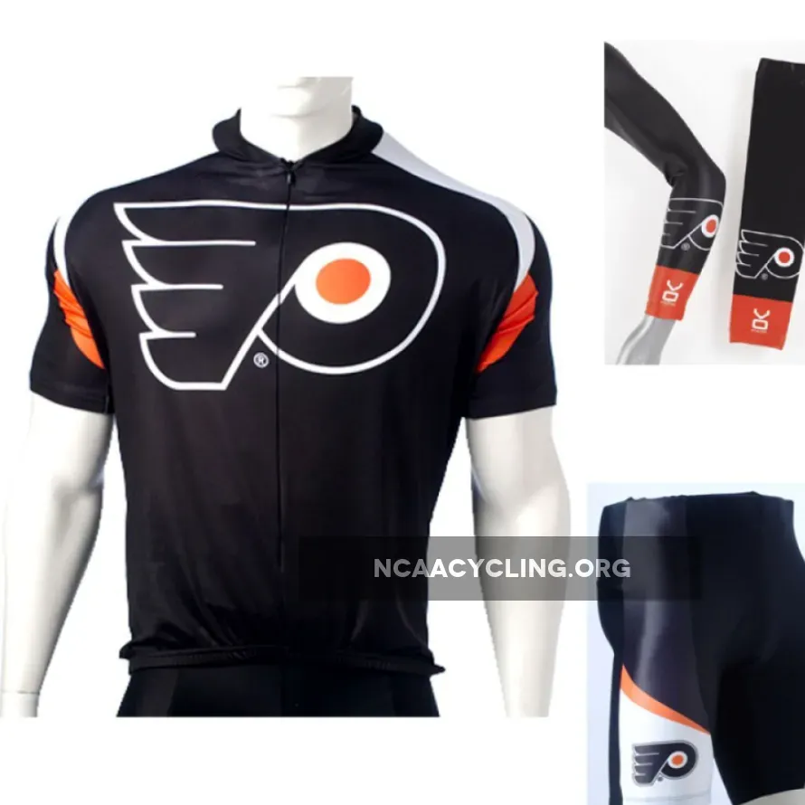 Official NHL Philadelphia Flyers Cycling Jersey Bib Shorts Arm Warmers Cycling Set