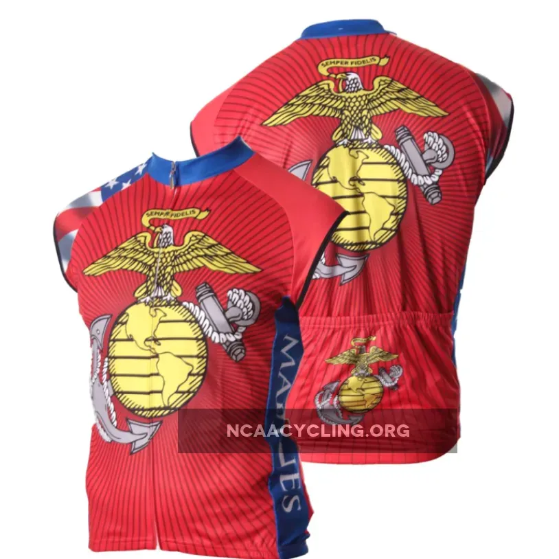 Official USMC Sleeveless Cycling Jersey, Red, Blue, Patriotic Printed