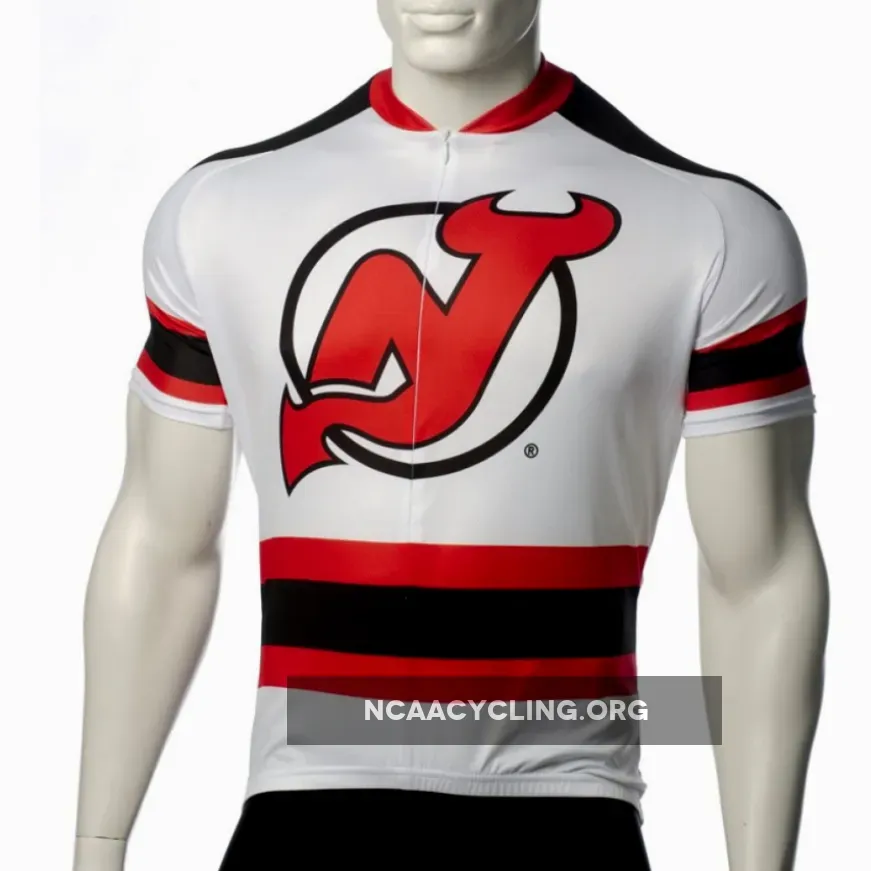 Officially Licensed New Jersey Devils Cycling Jersey - Men's Team White Red Cycling Jersey