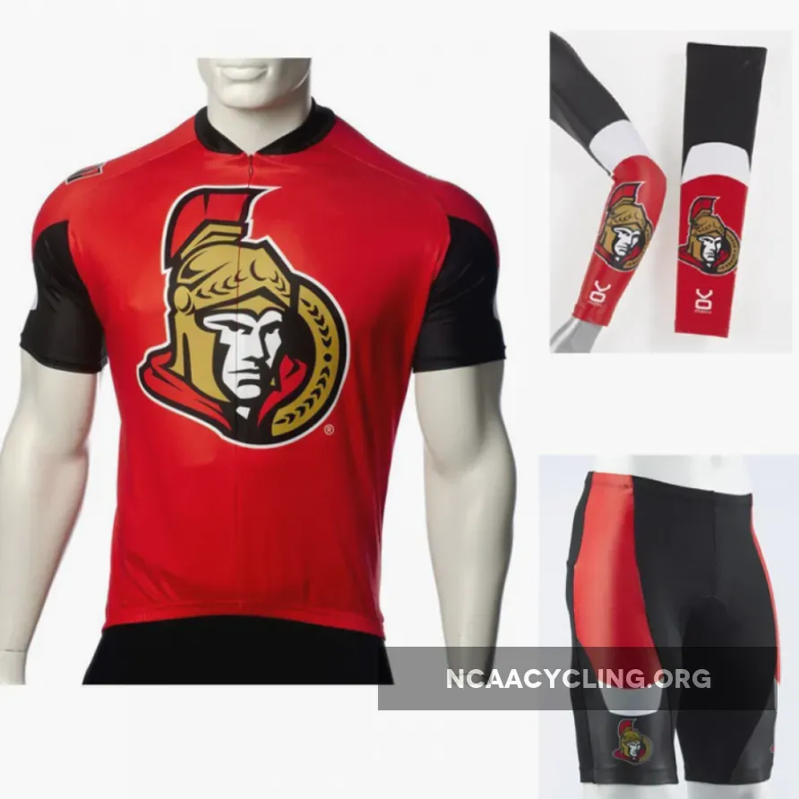 Ottawa Senators Cycling Jersey Bib Shorts Arm Warmers for Men & Women Red/Black/Gold