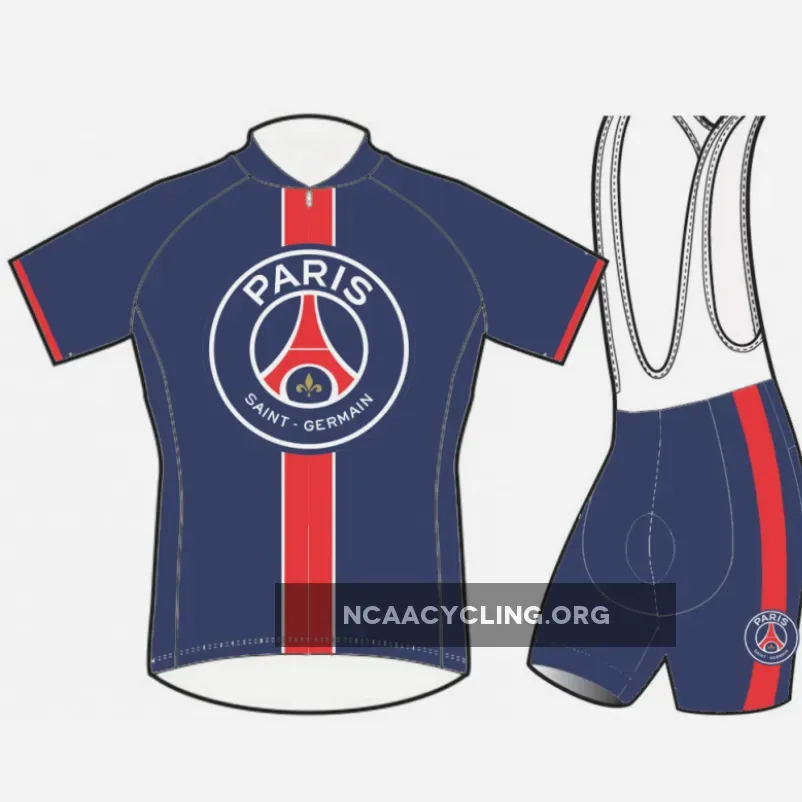 Paris Saint-Germain Cycling Jersey and Shorts Set for Men's Fitness, Official PSG Cycling Bib Shorts