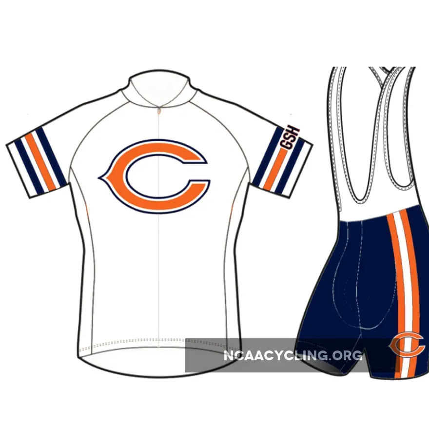 Professional Chicago Bears White Cycling Jersey and Bib Shorts Set.